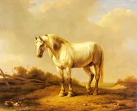 Verboeckhoven, Eugene Joseph - A White Stallion In A Landscape
